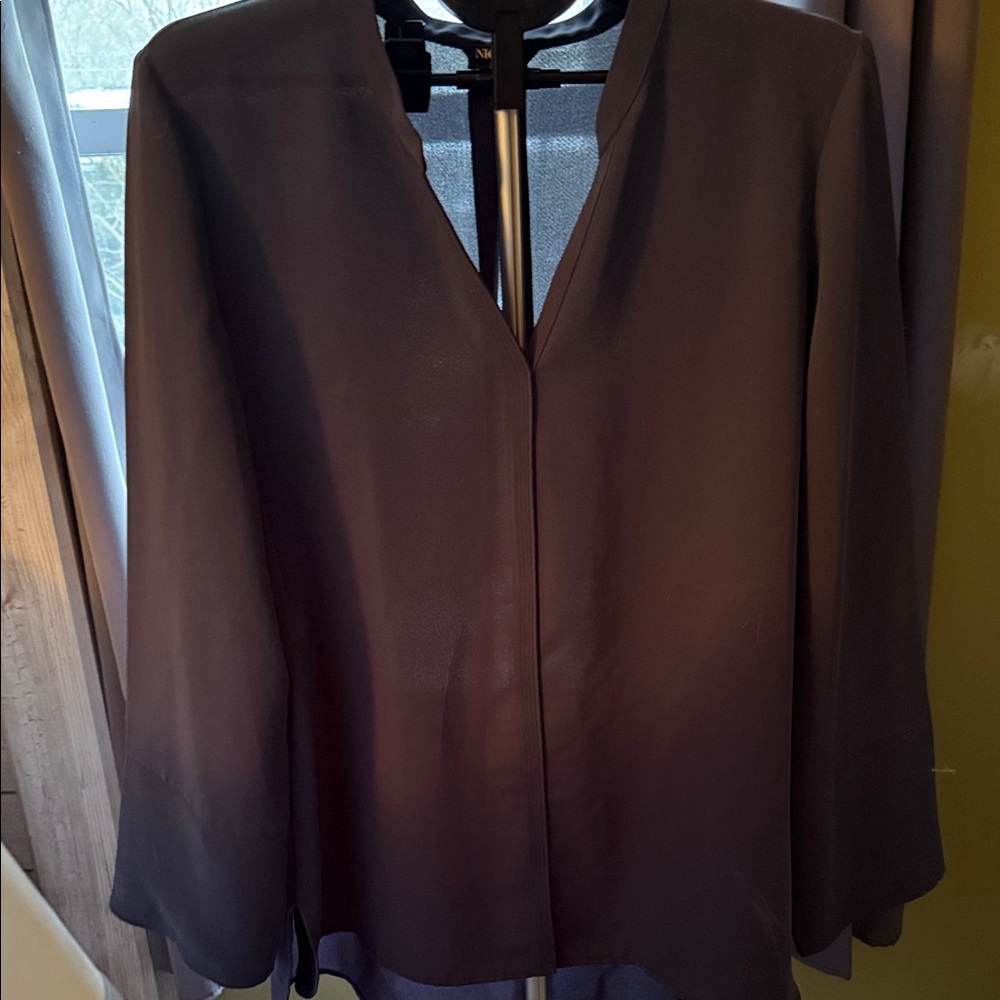 NIC+ZOE Deep Blue V-Neck Blouse